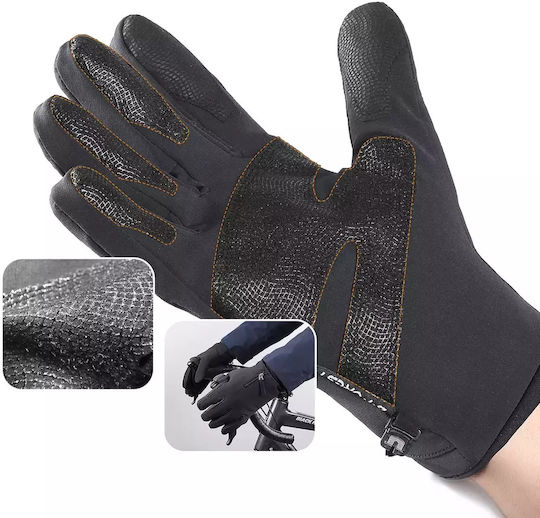 Hurtel Waterproof Gloves for Work Cold-Resistant Black Polyester 1pcs