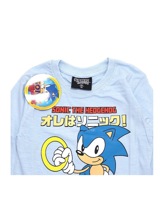 Kinderhemd Langarm Hellblau Sonic