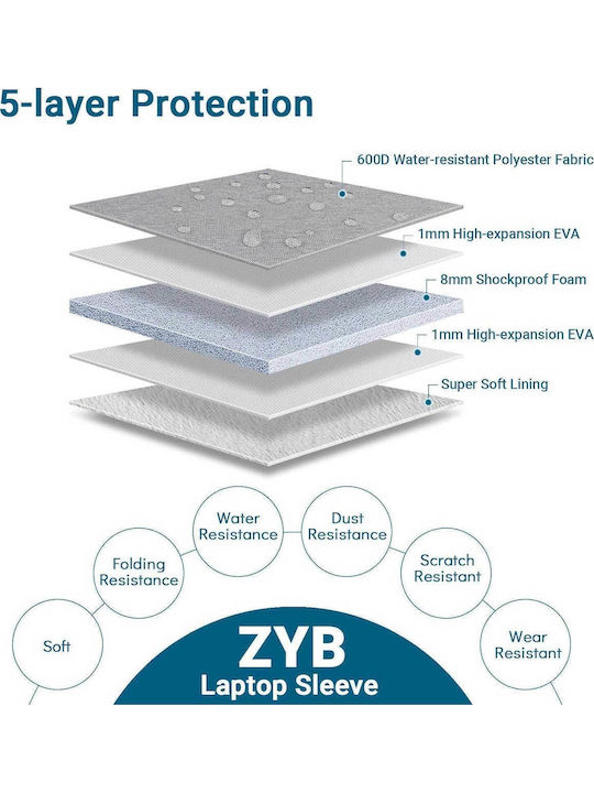 ZYB Αδιάβροχη Θήκη για Laptop 16" σε Γκρι χρώμα 1000-42210085