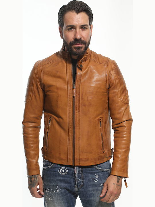 Δερμάτινο Μπουφάν Biker Καφέ
