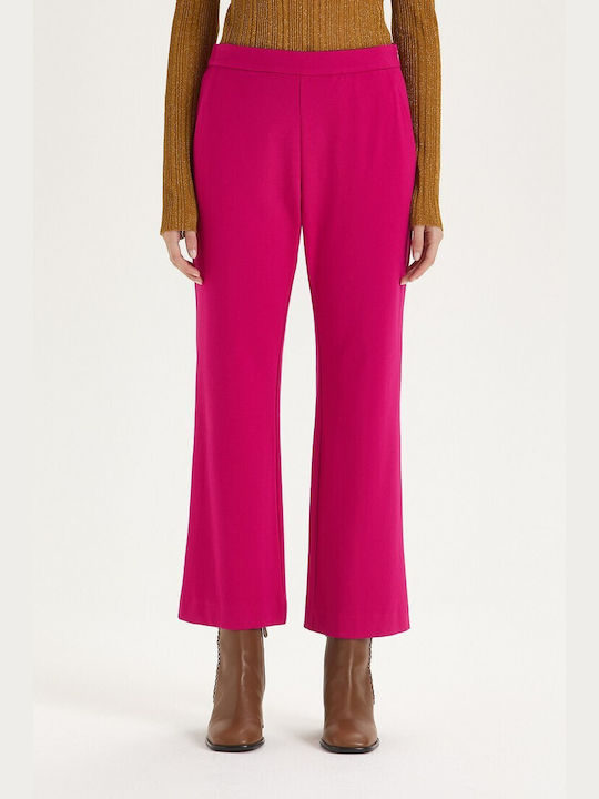 Maliparmi Women's Fabric Capri Trousers Flare Fuchsia