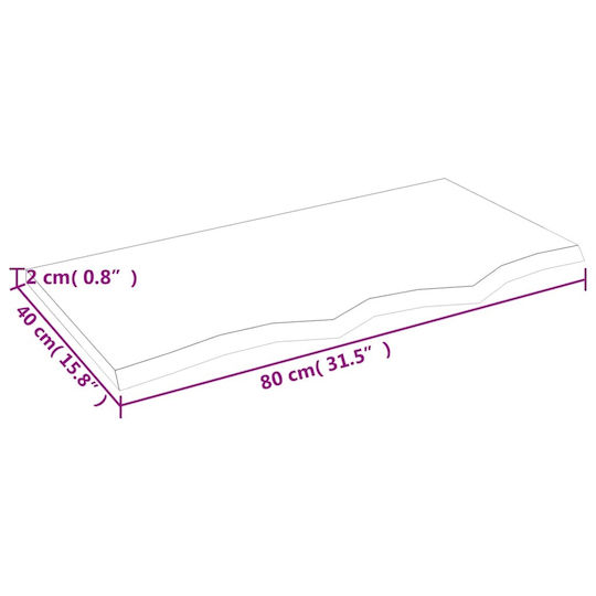 vidaXL Countertop without Sink L80xW40xH2cm Raw solid wood