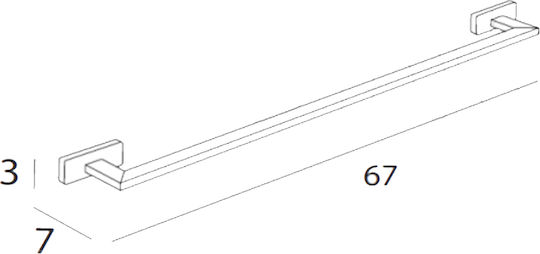 Inda Ράγα Μπάνιου Μονή Επιτοίχια με Βίδες ​67x3cm Ασημί