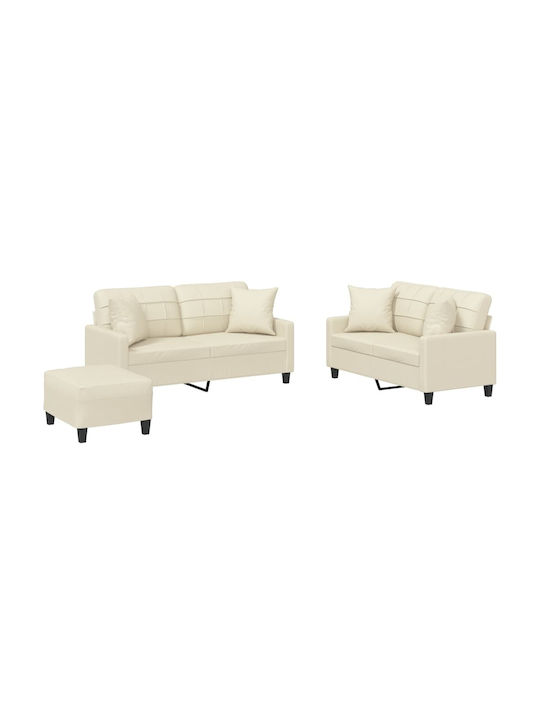 Set de Sufragerie 2 Scaune & 2 Scaune & Taburet Cremă