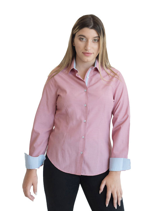 Langärmelig Damen Hemd Red Geprüft