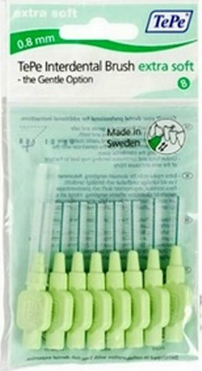 TePe Extra Soft Μεσοδόντια Βουρτσάκια 0.8mm Πράσινα 8τμχ