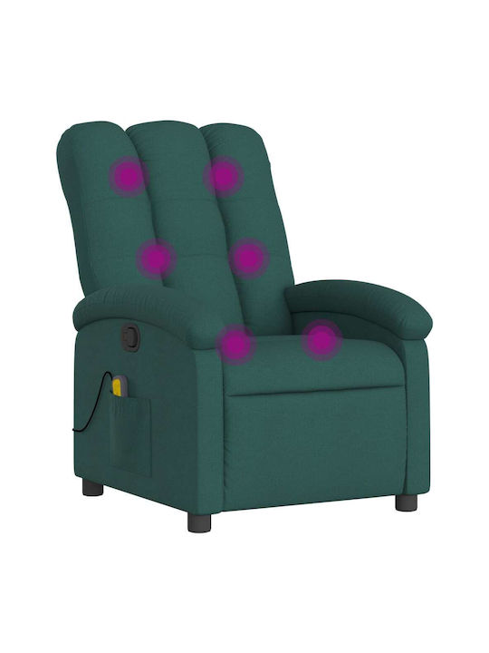 Πολυθρόνα Relax Massage με Υποπόδιο Σκούρο Πράσινο 70x93x101cm