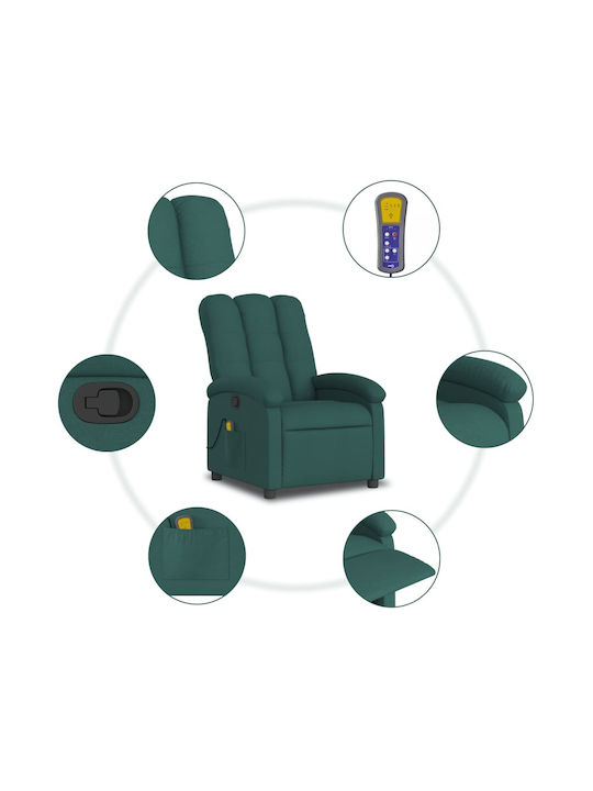 Πολυθρόνα Relax Massage με Υποπόδιο Σκούρο Πράσινο 70x93x101cm
