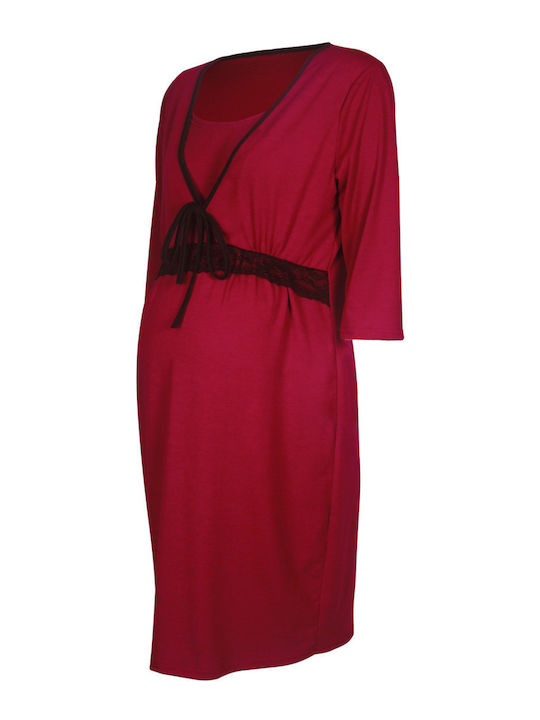 Queen Mother Nightgown Maternity & Nursing Red