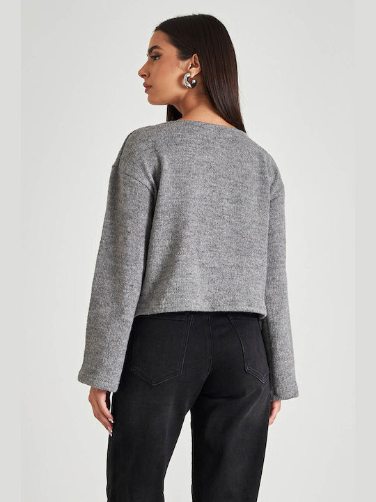 Cento Fashion Women's Long Sleeve Sweater grey (gray)