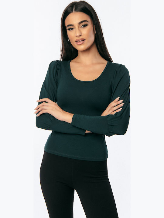 Γυναικεία Μπλούζα Off-Shoulder Μακρυμάνικη Πρασινο