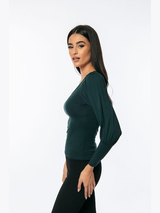 Γυναικεία Μπλούζα Off-Shoulder Μακρυμάνικη Πρασινο