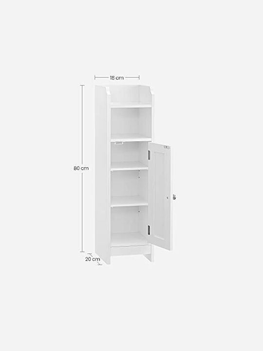 Vasagle Подов Рафт за баня Дървен 18x20x80см Бял