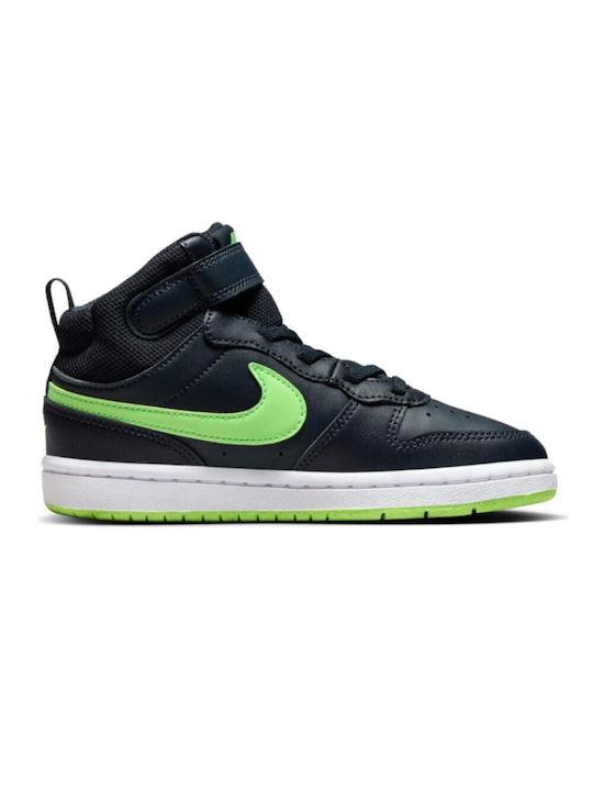 Nike Încălțăminte Sport pentru Copii Mare Court Borough Mid 2 Ps Dark Obsidian / White / Lime Blast