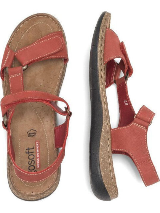 Flache Sandalen für Damen mit Riemen in Rot Farbe