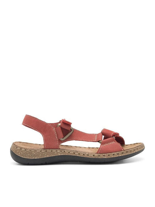 Flache Sandalen für Damen mit Riemen in Rot Farbe