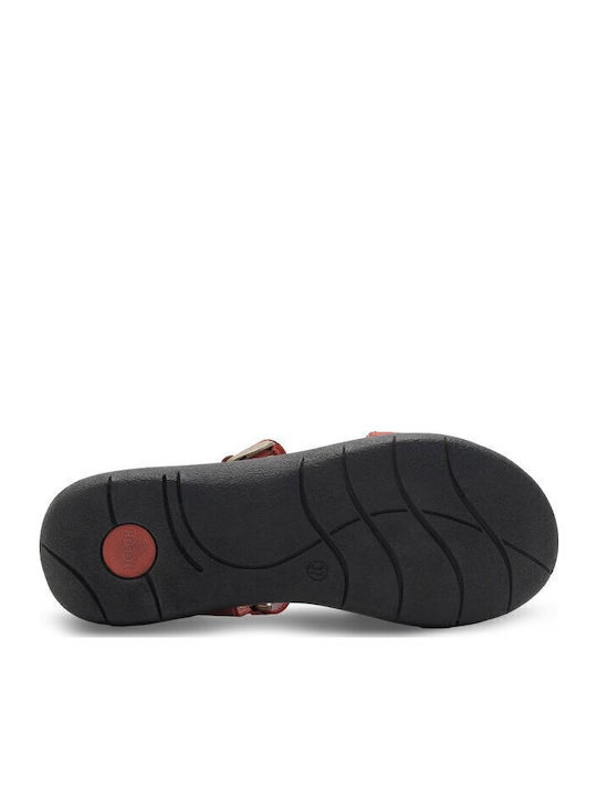 Flache Sandalen für Damen mit Riemen in Rot Farbe