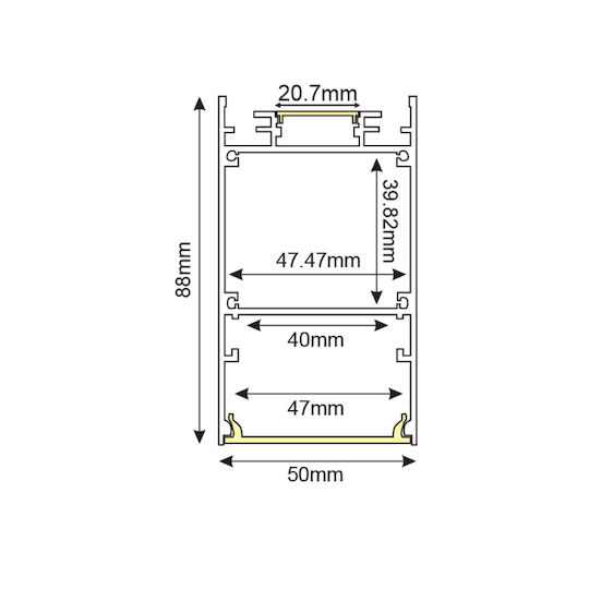 Aca LED Γραμμικό Φωτιστικό Οροφής 24W Θερμό Λευκό 170εκ.