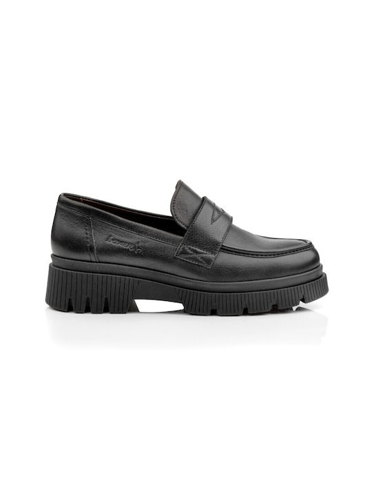 Boxer Leder Damen Loafers in Schwarz Farbe