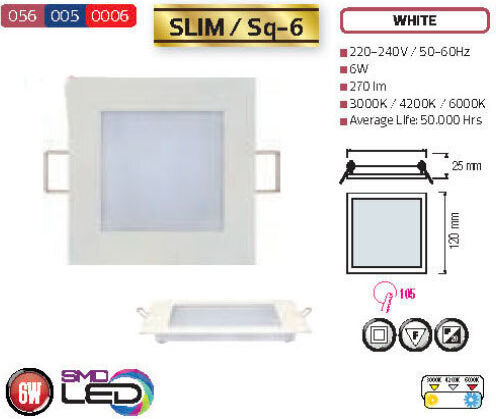 Horoz Electric Square Recessed LED Панел 6W с Cool White Светлина 6400К