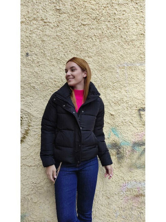 Kurz Damen Puffer Jacke Schwarz