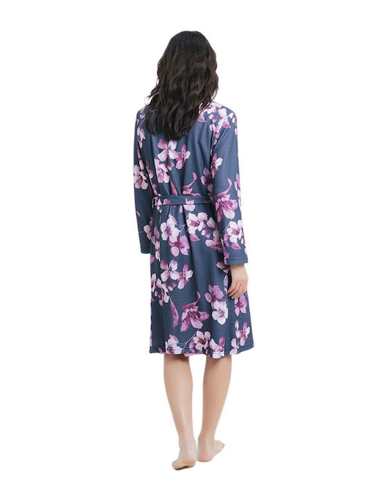 Odyssey Women's Winter Cotton Pajama Robe Navy