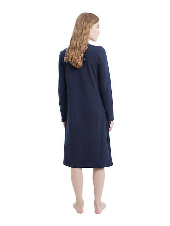 Odyssey Women's Winter Cotton Nightgown Navy