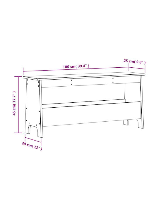 Entry Furniture with Shoe Rack & Bench White 100x28x45cm