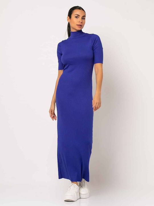 Noobass Midi Dress Turtleneck Blue