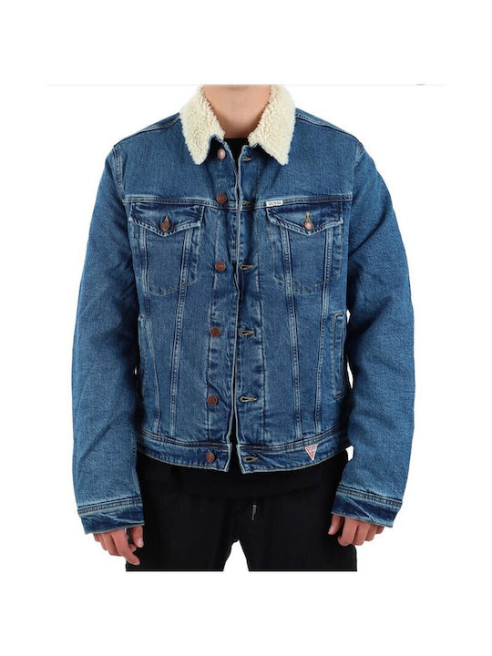 Guess Men's Winter Denim Jacket Blue