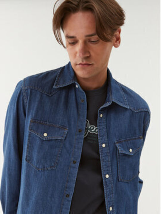 Carson Long-sleeved Denim Shirt Blue