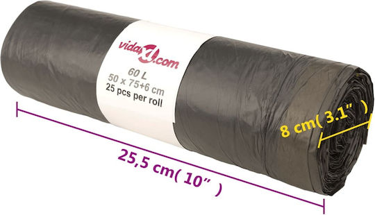 vidaXL Trash Bags Capacity 60lt with Drawstring 50x81cm 250pcs Black