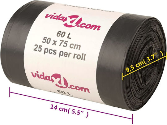 vidaXL Trash Bags Capacity 60lt 50x75cm 250pcs Black