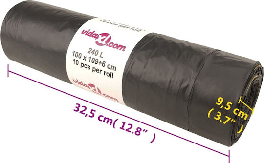 vidaXL Trash Bags Capacity 240lt with Drawstring 100x115cm 150pcs Black