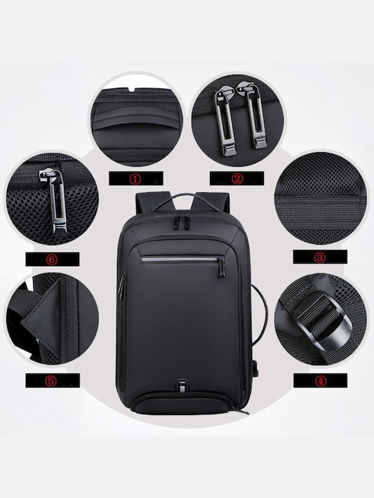 Playbags Collection Waterproof Backpack Laptop Bag 15.6" with USB Port in Black Color