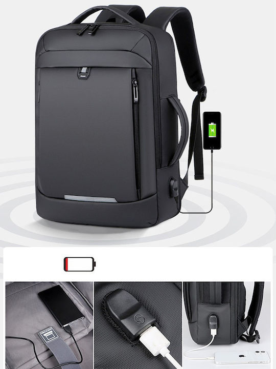Playbags Collection Waterproof Backpack Laptop Bag 15.6" with USB Port in Black Color