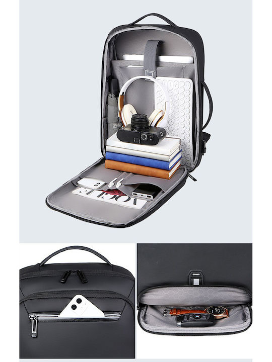 Playbags Collection Waterproof Backpack Laptop Bag 15.6" with USB Port in Black Color