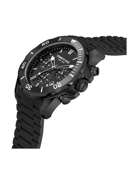 Kenneth Cole York Men's Watch Chronograph Battery with Black Rubber Strap