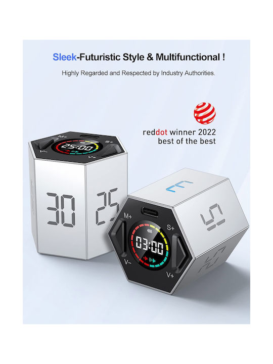 Tabletop Digital Clock Metal Grey 1000-42510004