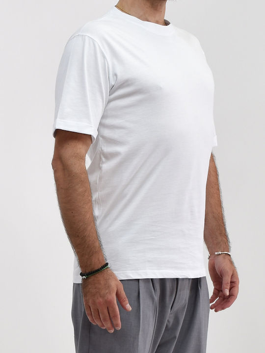 Aris Tsoubos Men's Blouse Turned Sleeve At2230 Ανδρικό T-shirt Κοντομάνικο Λευκό