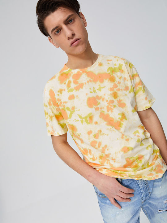 Aristoteli Bitsiani Tie Dye Men's Short Sleeve Blouse Polo Yellow