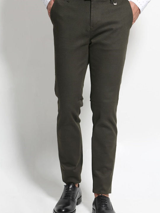 Tresor Men's Trousers Chino Elastic in Slim Fit Khaki