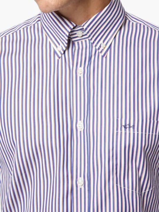 Paul & Shark Men's Shirt Long Sleeve Cotton Striped Rige (Rige)