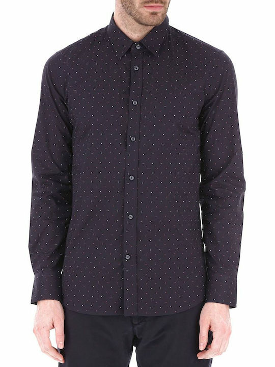 Antony Morato Timeless Shirt Herrenhemd Langärmelig Baumwolle Polka Dot Marineblau