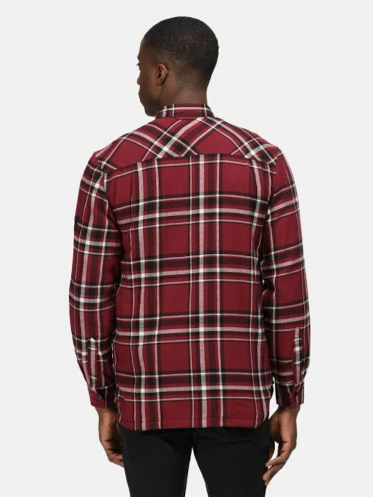 Regatta Men's Thamos Long Sleeved Men's Shirt Long Sleeve Checked Burgundy