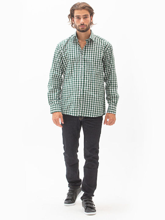 Beltipo Men's Shirt Long Sleeve Checked Green