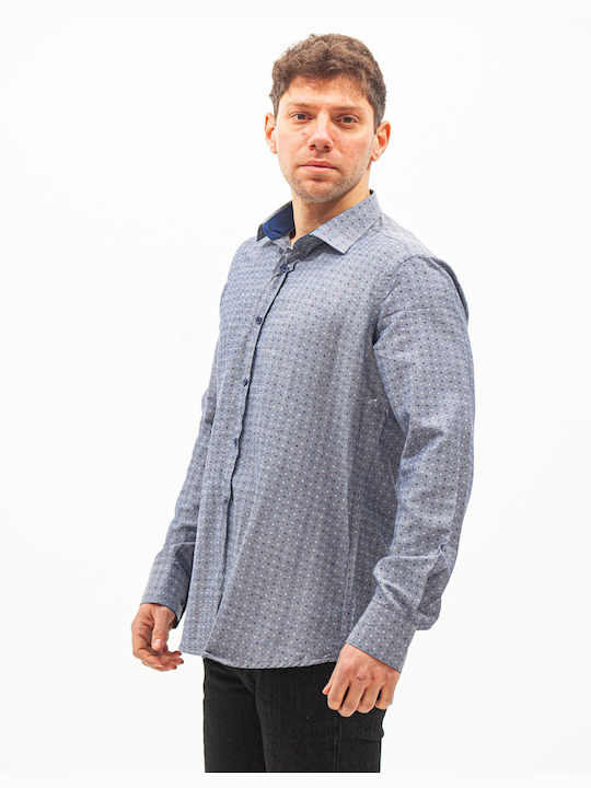 Beltipo Men's Shirt Long-sleeved Checked Grey