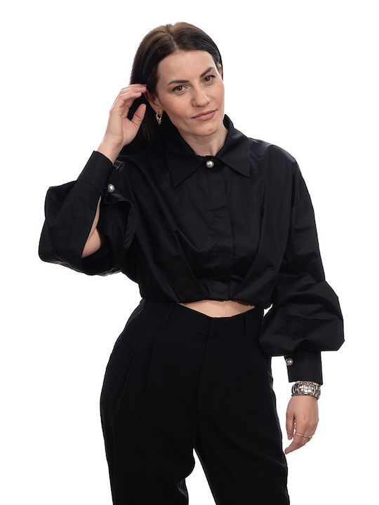 Avant Garde Women's Blouse Long Sleeve Black