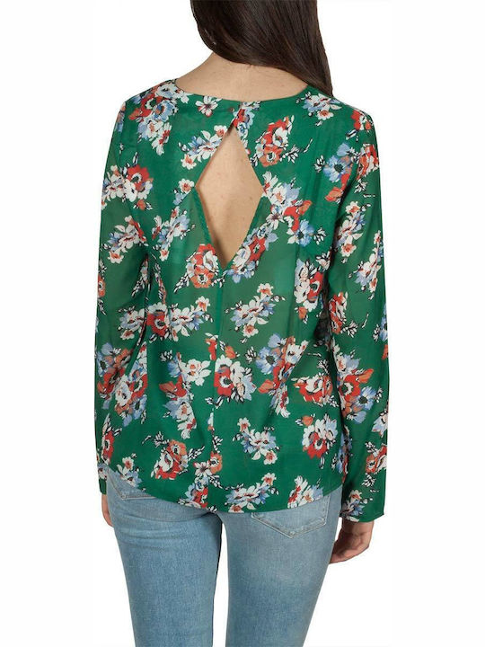 Rut & Circle Damen Sommer Bluse Langärmelig Blumen Grün