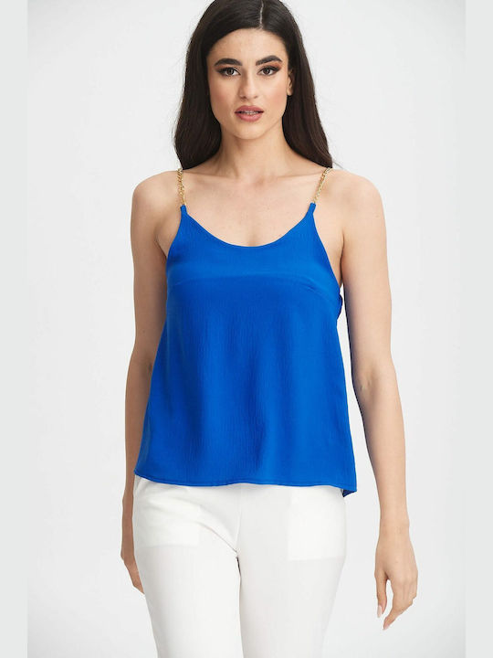 Boutique Women's Blouse with Straps Blue